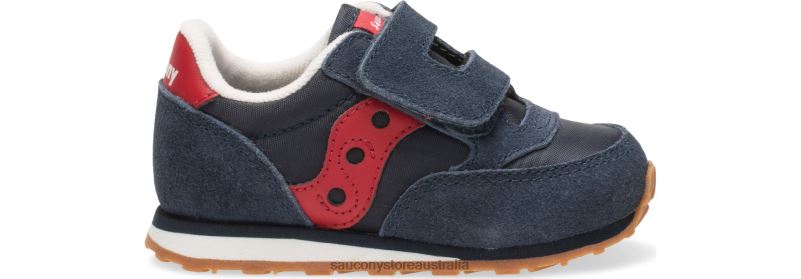 Saucony Kids Baby Jazz Hook & Loop Sneaker 8460X985 Navy/ Red