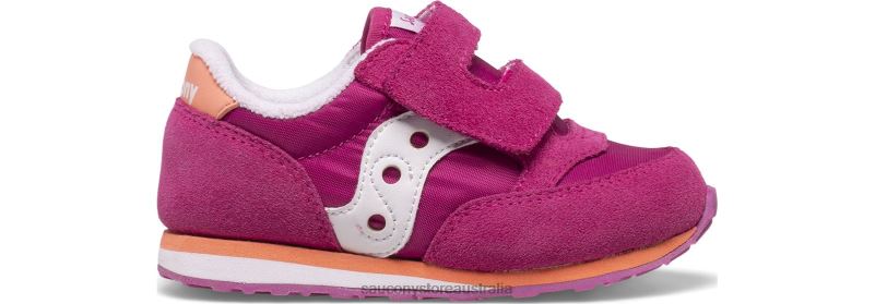 Saucony Kids Baby Jazz Hook & Loop Sneaker 8460X989 Fuchsia/Coral/White