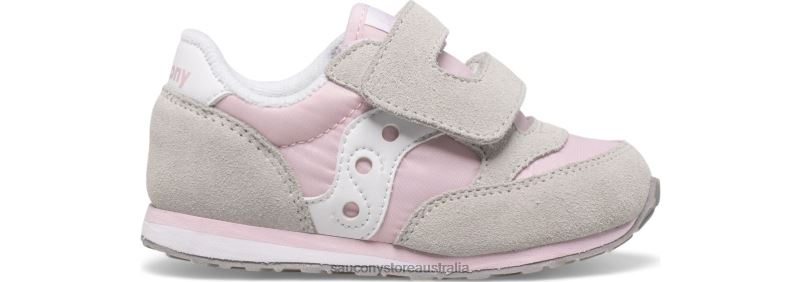 Saucony Kids Baby Jazz Hook & Loop Sneaker 8460X991 Grey/Pink/White