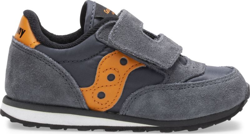 Saucony Kids Baby Jazz Hook & Loop Sneaker 8460X992 Grey/Orange