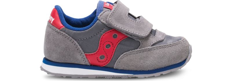 Saucony Kids Baby Jazz Hook & Loop Sneaker 8460X993 Grey/Red