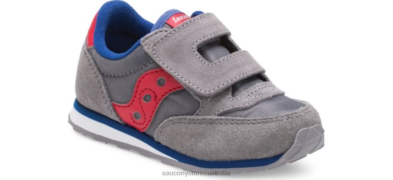 Saucony Kids Baby Jazz Hook & Loop Sneaker 8460X993 Grey/Red