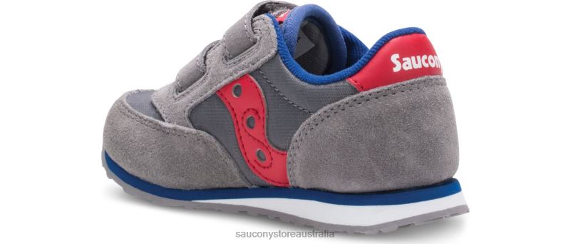 Saucony Kids Baby Jazz Hook & Loop Sneaker 8460X993 Grey/Red