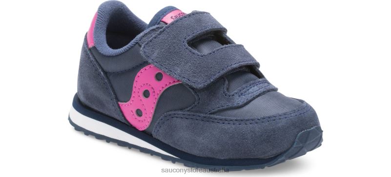 Saucony Kids Baby Jazz Hook & Loop Sneaker 8460X995 Navy/Pink