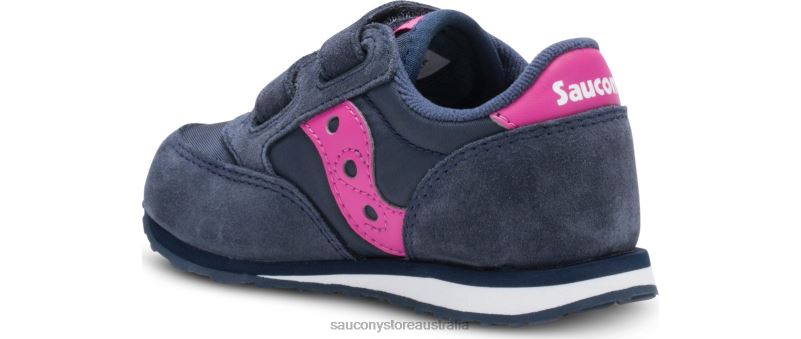 Saucony Kids Baby Jazz Hook & Loop Sneaker 8460X995 Navy/Pink
