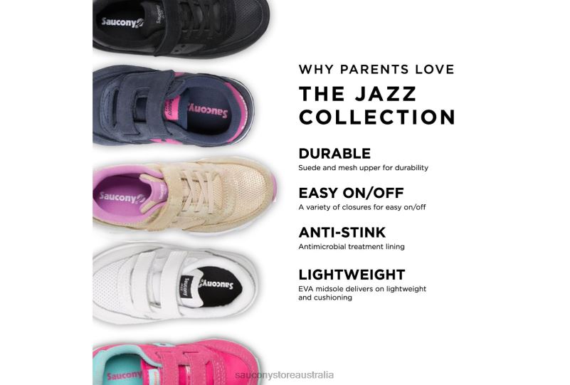 Saucony Kids Baby Jazz Hook & Loop Sneaker 8460X995 Navy/Pink