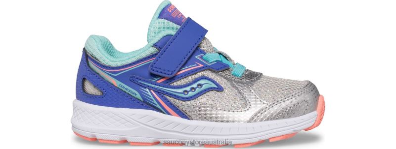 Saucony Kids Cohesion 14 A/C Jr. Sneaker 8460X921 Silver/Periwinkle/Turq