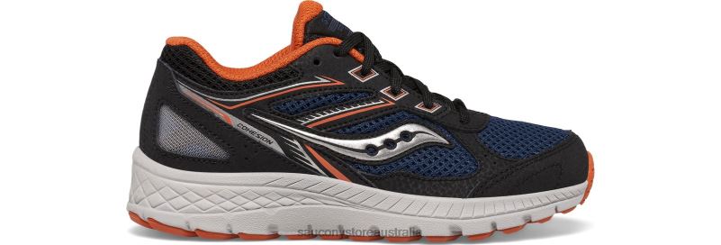 Saucony Kids Cohesion 14 Lace Sneaker 8460X928 Black/Navy/Rust