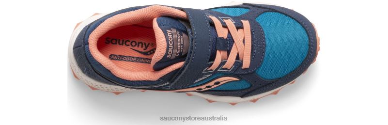Saucony Kids Cohesion TR14 A/C Sneaker 8460X974 Navy/Teal/Coral