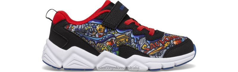 Saucony Kids Flash 3.0 A/C Sneaker 8460X977 Black/Red/Graffiti