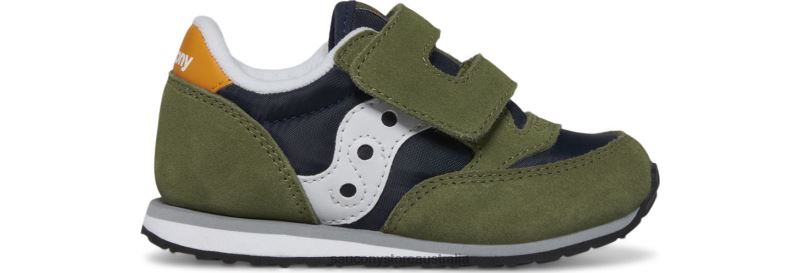 Saucony Kids Jazz Hook & Loop Sneaker 8460X946 Olive/Navy/Gold