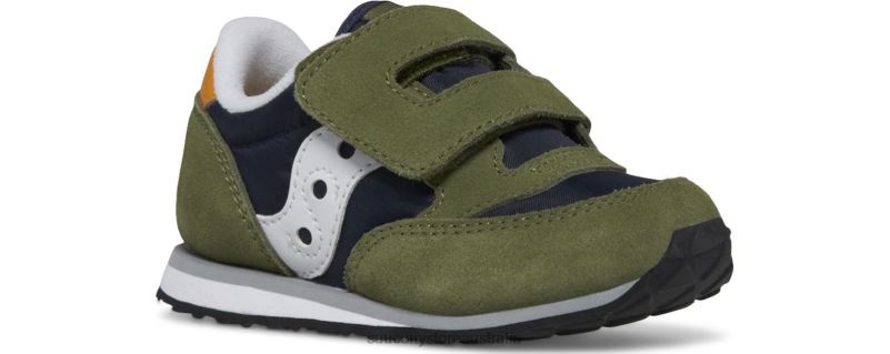 Saucony Kids Jazz Hook & Loop Sneaker 8460X946 Olive/Navy/Gold