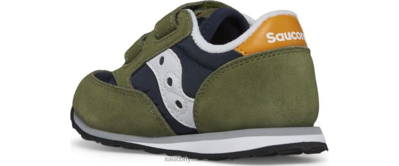 Saucony Kids Jazz Hook & Loop Sneaker 8460X946 Olive/Navy/Gold