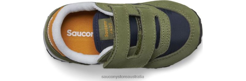 Saucony Kids Jazz Hook & Loop Sneaker 8460X946 Olive/Navy/Gold