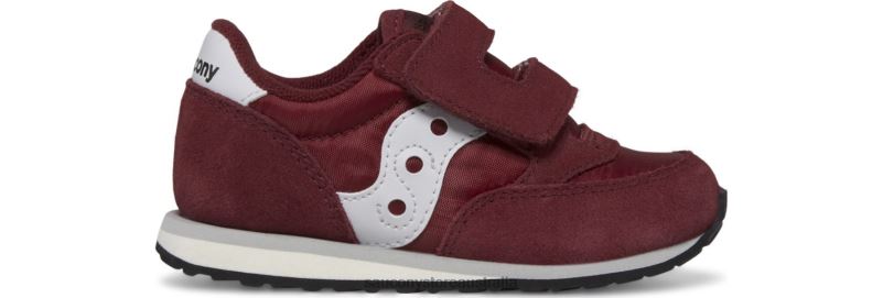 Saucony Kids Jazz Hook & Loop Sneaker 8460X947 Burgundy/White