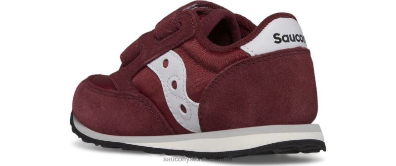 Saucony Kids Jazz Hook & Loop Sneaker 8460X947 Burgundy/White