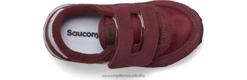 Saucony Kids Jazz Hook & Loop Sneaker 8460X947 Burgundy/White