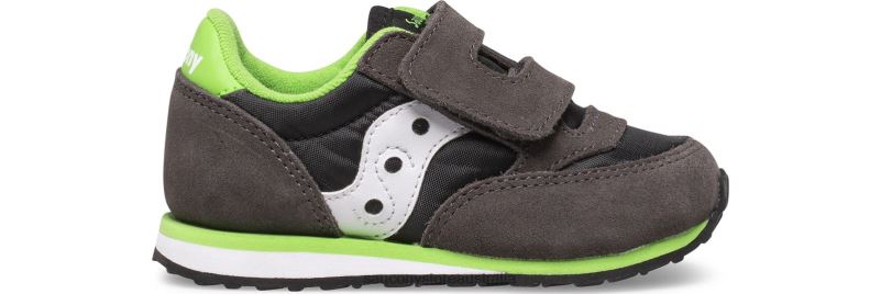 Saucony Kids Jazz Hook & Loop Sneaker 8460X948 Grey/Black/Green