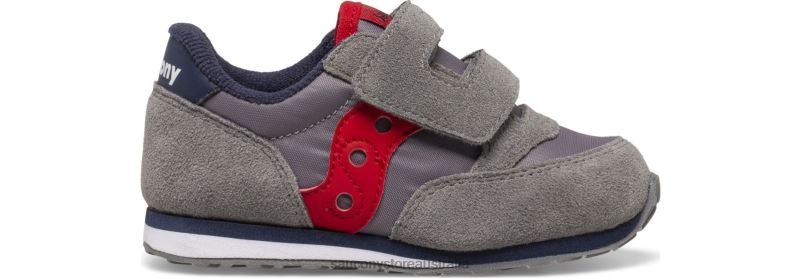 Saucony Kids Jazz Hook & Loop Sneaker 8460X949 Grey/Navy/Red