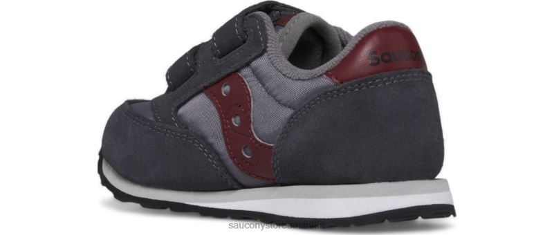 Saucony Kids Jazz Hook & Loop Sneaker 8460X951 Grey/Dark Red