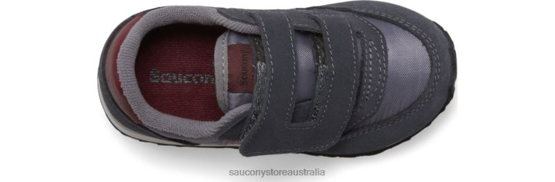 Saucony Kids Jazz Hook & Loop Sneaker 8460X951 Grey/Dark Red