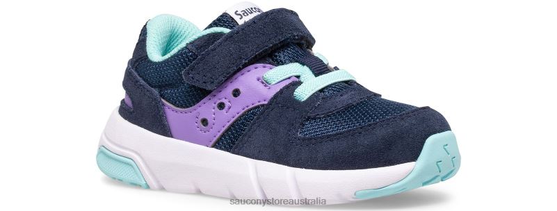 Saucony Kids Jazz Lite 2.0 Sneaker 8460X905 Navy/Purple/Turq