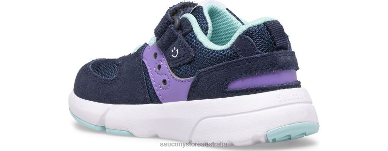 Saucony Kids Jazz Lite 2.0 Sneaker 8460X905 Navy/Purple/Turq