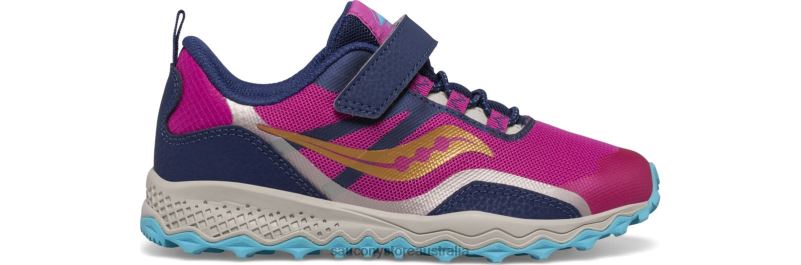 Saucony Kids Peregrine 12 Shield A/C Sneaker 8460X881 Navy/Pink/Turq