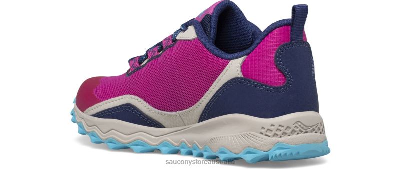 Saucony Kids Peregrine 12 Shield Sneaker 8460X897 Navy/Turquoise/Pink