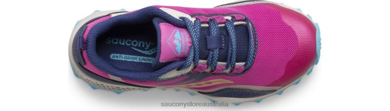 Saucony Kids Peregrine 12 Shield Sneaker 8460X897 Navy/Turquoise/Pink