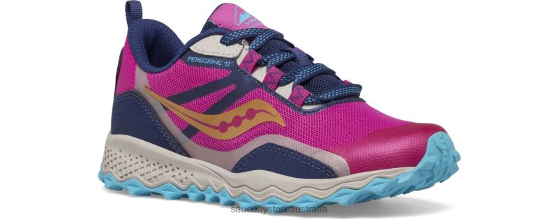 Saucony Kids Peregrine 12 Shield Sneaker 8460X897 Navy/Turquoise/Pink
