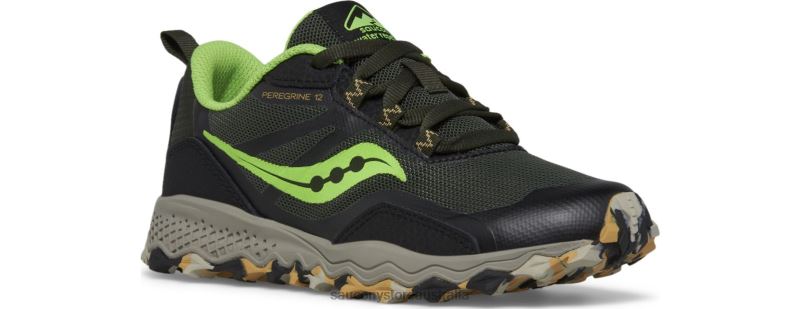 Saucony Kids Peregrine 12 Shield Sneaker 8460X898 Black/Slime
