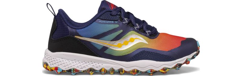 Saucony Kids Peregrine 12 Shield Sneaker 8460X899 Blue/Red/Yellow