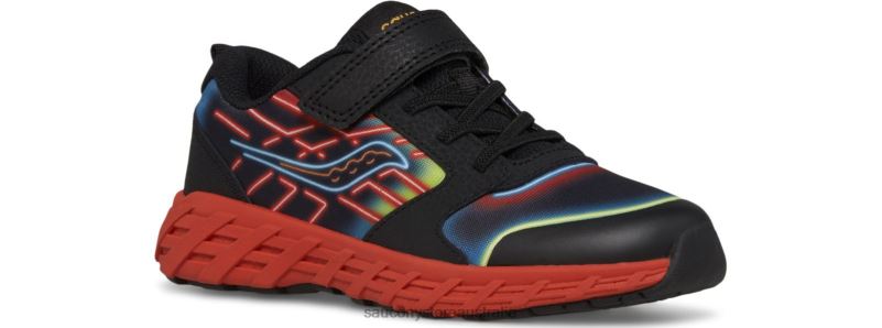 Saucony Kids Wind 2.0 A/C Sneaker 8460X875 Neon/Black/Red