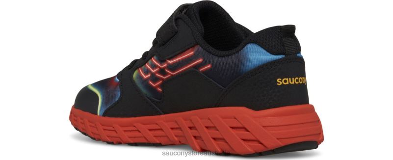 Saucony Kids Wind 2.0 A/C Sneaker 8460X875 Neon/Black/Red