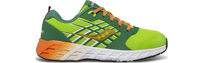 Saucony Kids Wind 2.0 Lace Sneaker 8460X938 Green/Orange