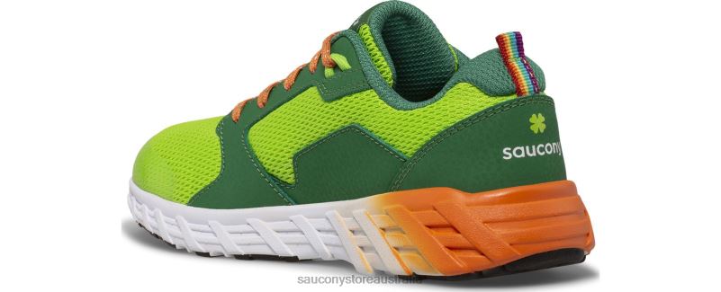 Saucony Kids Wind 2.0 Lace Sneaker 8460X938 Green/Orange