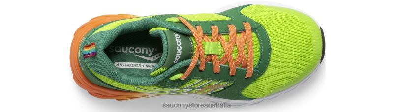Saucony Kids Wind 2.0 Lace Sneaker 8460X938 Green/Orange