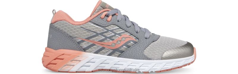 Saucony Kids Wind 2.0 Lace Sneaker 8460X939 Grey/Coral