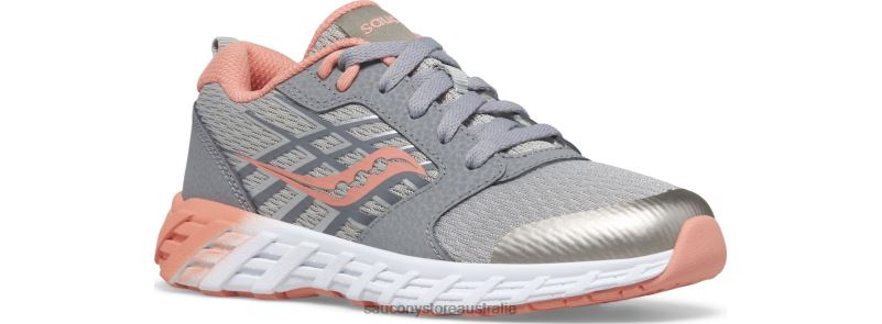 Saucony Kids Wind 2.0 Lace Sneaker 8460X939 Grey/Coral