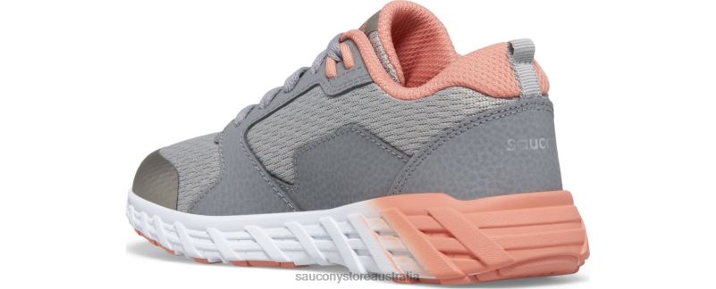 Saucony Kids Wind 2.0 Lace Sneaker 8460X939 Grey/Coral