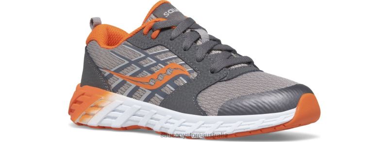 Saucony Kids Wind 2.0 Lace Sneaker 8460X940 Grey/Orange