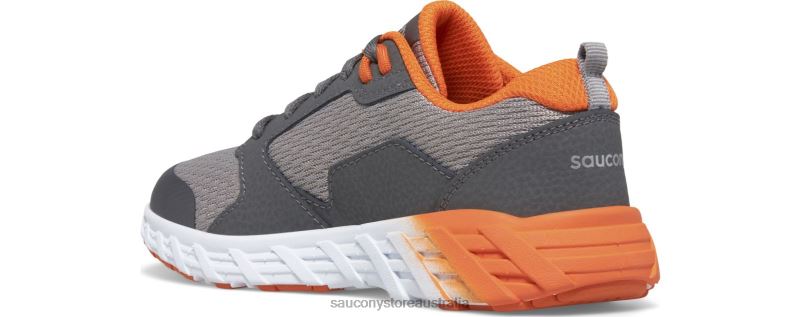 Saucony Kids Wind 2.0 Lace Sneaker 8460X940 Grey/Orange