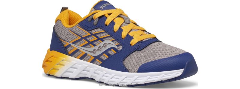 Saucony Kids Wind 2.0 Lace Sneaker 8460X941 Navy/Gold