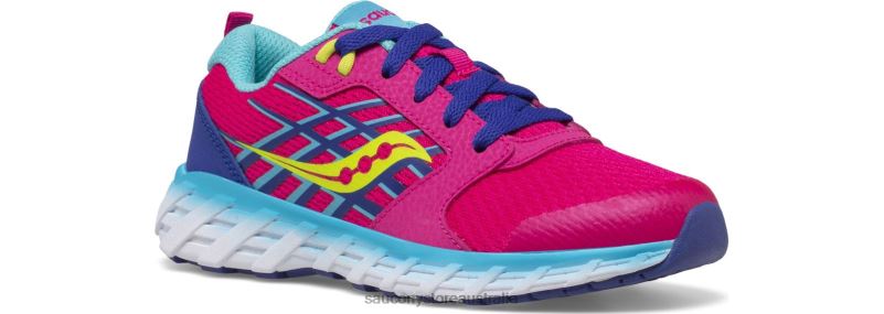 Saucony Kids Wind 2.0 Lace Sneaker 8460X943 Pink/Blue/Green