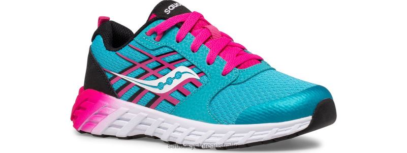 Saucony Kids Wind 2.0 Lace Sneaker 8460X945 Turq/Pink/Black