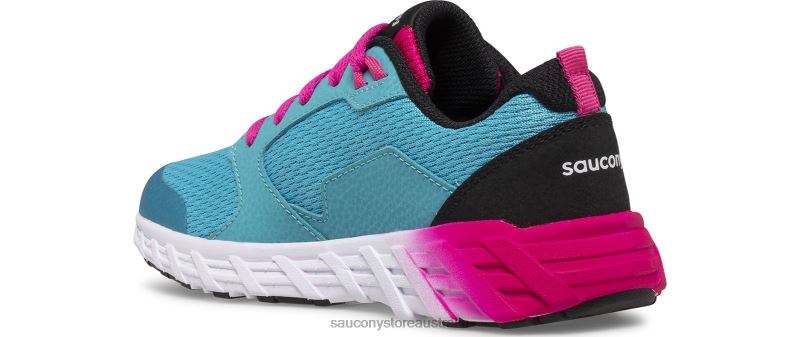 Saucony Kids Wind 2.0 Lace Sneaker 8460X945 Turq/Pink/Black