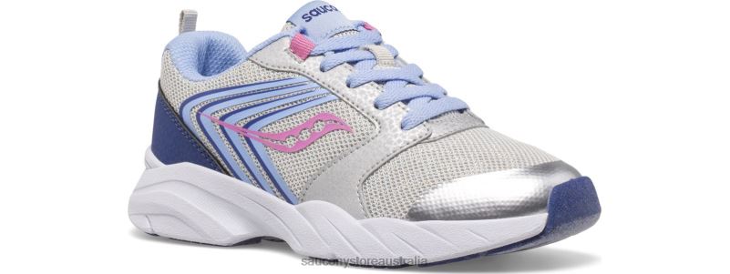 Saucony Kids Wind FST Lace Sneaker 8460X867 Silver/Blue/Pink