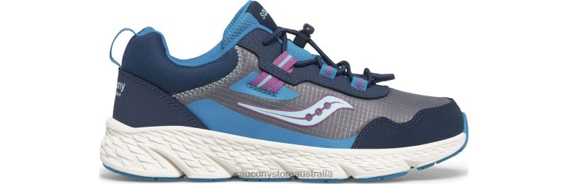 Saucony Kids Wind Shield 3.0 Sneaker 8460X1009 Navy/Grey/Turq