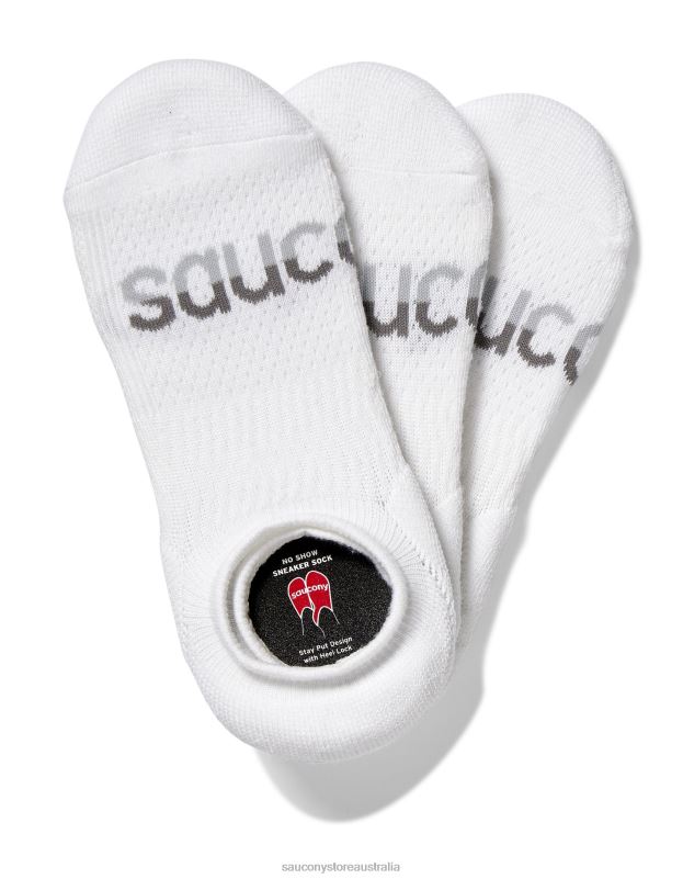 Saucony Men Inferno Cushion Sneaker Sock 8460X492 White